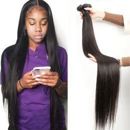 32 34 36 Inch Peruvian Hair Straight Hair Bundles Bone Straight Natural Human Hair Bundles for Black Fashion