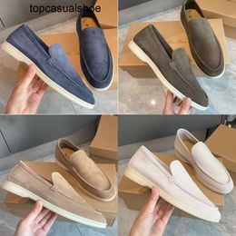 Loro Piano LP LorosPianasl shoes Top Mens casual shoes loafers flat low top suede Cow leather oxfords Moccasins summer walk comfort loafer slip on loafer rubber sole f