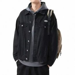 male Jean Coats Japanese Vintage Men's Denim Jacket Cargo Black Winter Outerwear of Fabric Joker Wed Original High Quality G A7zm#