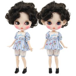 ICY DBS Blyth doll 16 toy white skin joint body bjd black hair matte face with eyebrow custom 30cm 240313