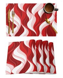 Table Mats Red Ripples Three-Dimensional Abstract Dining Placemat Tableware Kitchen Dish Mat Pad 4/6pcs Home Decoration