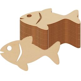 Crafts 20PCS Wooden Fish Sea Animals Unfinished Wood Ornaments DIY Crafts Wedding Birthday Party Decorations Gift Tags