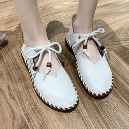 Casual Shoes Women Single 2024 Spring Soft Sole Non-slip Oxfords Flat Comfort Lace Up Light Woman Walking