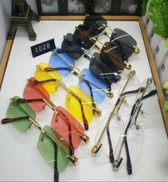 New Mens Sports Optical Frame Glasses Rimless Gold Metal Buffalo Horn Eyewear Clear Lenses Sunglasses occhiali lentes Lunette De S7996404