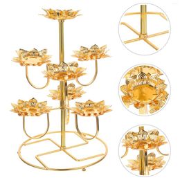 Candle Holders Ghee Lamp Holder Tea Lights Temple Candleholder Lotus Rack Stand Stainless Steel Diwali