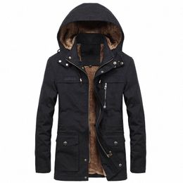 mens Thick Warm Military Cargo Coat Man Jacket Winter Casual Cott Padded Parkas Male Multi-Pocket Fur Hoodies Men Parka t7Np#