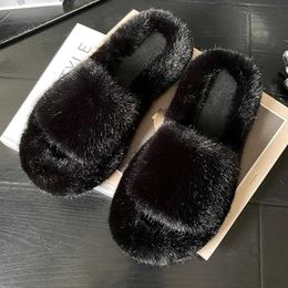 Slippers Slippers Winter fluffy slider womens warm fur home comfortable indoor shoes soft Plus size 35-42 H240326LIOD