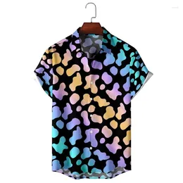 Men's Casual Shirts Summer 3D Printed Colourful Strips Dots Hawaiian Shirt For Men Women Oversized Lapel Short Sleeves Harajuku Street