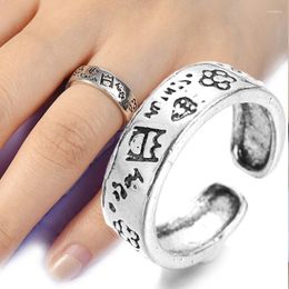 Cluster Rings Vintage Graffiti Metal Opening Adjustable Men Women Ring Cartoon Cute Character Carving Party Fashion Birthday Gifts