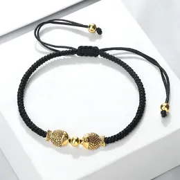 Link Bracelets Handmade Couple String Bracelet Charm Gold Silver Color Double Koi Fish Pendant Lucky Adjustable Bangles Jewelry Gifts