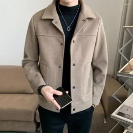 Men's Jackets Fashionable Men Jacket Casual Thick Cardigan With Turn-down Collar Single-breasted For Fall