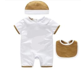3pcs Sets Baby Boys Girls Rompers Romper Toddler Cotton Short Sleeve onepiece Jumpsuits Summer Infant Onesies RomperBibHat Kids5755719