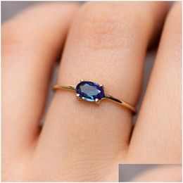 Band Rings For Women Simple Mticolor Oval Zircon Light Ring Drop Delivery Jewelry Oton1