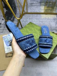 Designer Sandals Italian Slippers New Rubber Slippers Sandals Brocade Women's Slippers Flat Bottom Slippers Herringbone Slippers Women's Fashion Stripes Beach