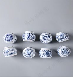 porcelain powder storage pot ceramic pot sealing pot general small ceramic powder mini tea canister Blue and white3877208