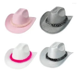 Berets Breathable Cowboy Hats Western Party Large Rolled Brims Hat Fedoras Felts Sunproof Supply Wide