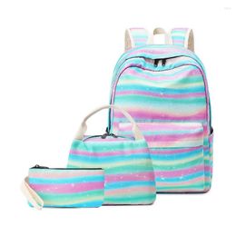 School Bags For Teenage Girls Black Vintage Canvas Backpack Student Travel Food Pen Pencil Set