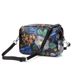 Evening Bags Genuine Leather Women Cross Body Shoulder Bag Sling Purses Embossed Floral Female Real Cowhide Single Crossbody Messenger