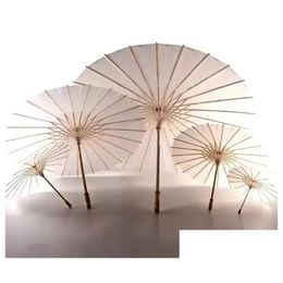 Umbrellas Bridal Wedding Parasols White Paper Beauty Items Chinese Mini Craft Umbrella Diameter 60Cm Wholesale Drop Delivery Home Gard Dh48I