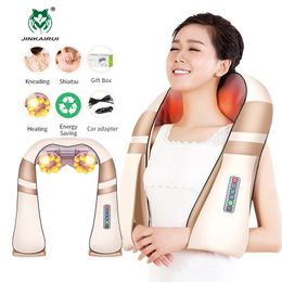 JinKaiRui U Shape Electrical Shiatsu Body Shoulder Neck Massager Back Infrared 4D kneading Massage Car Home Gift HealthCare 240314