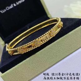 Brand charm High version Van Clover Kaleidoscope Bracelet Womens Narrow Edition Diamond V Gold 18K Rose With logo KQRV