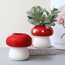 Vases Ceramic Vase Decorative Mushroom Flower For Centrepieces Office Living Room Modern Home Decor