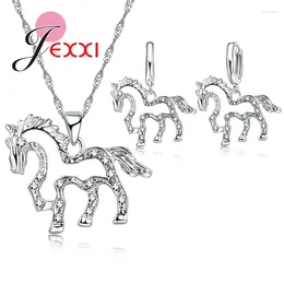 Necklace Earrings Set Charming High Quality Animals Horse Shaped Earring Jewellery 925 Sterling Silver For Women Banquet Anniversary