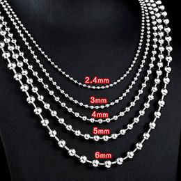 3mm 4mm 5mm 6mm Stainless Steel Necklace Ball Chain Link for Men Women 45cm-70cm Length with Velvet Bag331S