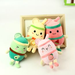 Cute expression juice cups, fruit milk tea cups, plush toy pendants, keychains, mini grabbing machine dolls wholesale