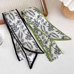 Scarves Style Spring Hairbands Floral Ins Long Scarf Leaf Women Hair Ribbon Flower Printed Bands Satin Silk