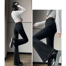 Women's Jeans Fleece Lined Flare Winter Thermal Denim Pant Skinny High Waisted Stretch Warm Trouser Elegant Bootcut Bell Bottom