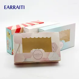 Gift Wrap Wholesale 800PCS 21.5x13.5x5cm Kraft Paper Box Packaging Window Wedding Party Favour Candy Rose Circus Stars Dots Marble