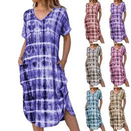 Casual Dresses Women Fashion Ladies Slim Short Sleeve Party Long Dress Shopping