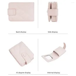 Storage Bags Cosmetic Organiser Portable Faux Leather Lipstick Bag With Mirror Case For Women Mini Travel Makeup Lip