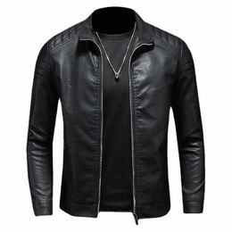 men's Motorcycle PU Leather Jacket, Lapel, Slimming, Korean Versi, Trend, Spring and Autumn, 4XL 90TF#