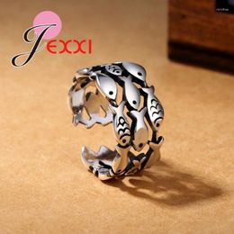 Cluster Rings Top Sale 925 Sterling Silver Ring Woman Man Unisex Fashion Plenty Of Fishes Wedding Band Opening Adjustable Size