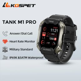 Watches KOSPET TANK M1 PRO Military Smartwatch Sport Rugged Answer Make Calls 5ATM IP69K Black Blue Fitness Smart Watch For Men Women
