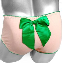 Underpants Ruffles Sissy Briefs Panties With Big Knotbow Sexy Lingerie Cotton Slim Low Rise Men Brief Underwear Breathable Male