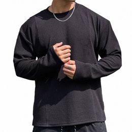 high quality Spring and Autumn men's lg sleeved T-shirt Fi casual sports round neck fitn running lg sleeved T-shirt v9z8#