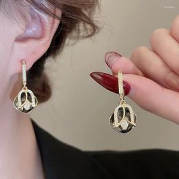 Dangle Earrings Sweet Rhinestone Zircon Tulip Flower Drop For Women Light Luxury Style Party Jewelry