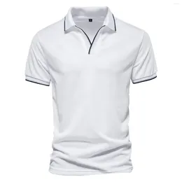 Men's Polos Polo Shirt Men Summer High Quality Cotton Mens Short Sleeve Solid Colour Youth Business Casual Man Tshirt Tops