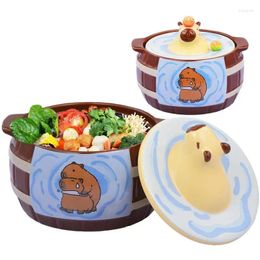 Bowls Kitchen Ceramic Fruit Salad With Scale Korean Style Large Capacity Soup Noodles Ramen Bowl Containers For Boy Girl