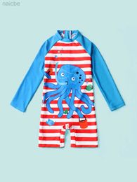 One-Pieces Baby Long Sleeve Bathing Suit Infant One-piece Rashguard Swimsuit Beach Sunsuit Water Sport Surfing Swim Shirt 24327