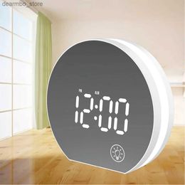 Desk Table Clocks USB Powered Digital LED Mirror Desk Snooze Alarm clock White with Calendar Electronic Thermometer Desk Lamp Table Watch24327