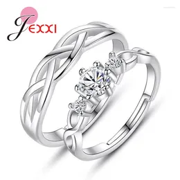 Cluster Rings Fashion 925 Sterling Silver Couple Twisted Cross Cubic Zircon Engagement Wedding For Women Men Jewelry