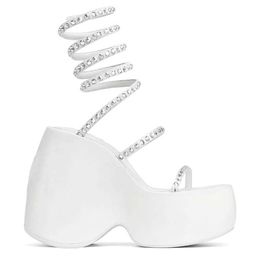 Slippers Slippers KarinLuna Dropsip Brand New 2022 Summer Cunky Plaorm Wedges Women Slipper Mules Soes Comfy Fasion Woman Sandals H240326BHFK