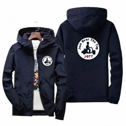 primavera e autunno nuova giacca con cerniera casual con stampa JOTT da uomo con cappotto impermeabile antivento di qualità con cappuccio q69U #