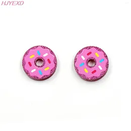 Stud Earrings Set Of 10 PR1036-15mm Acrylic Donut Jewelry Accessories Laser Cut Fruit Pink Glitter Party DIY