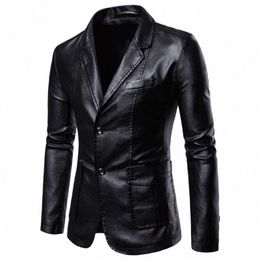 autumn Winter New Fi Harajuku Faux Leather Jacket Men All Match Solid Male Clothes Casual Loose Cardigan Busin Outerwear L6Qo#