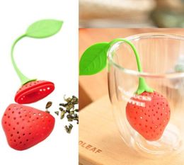 Tea Leaf Strainer lovely Silicone Strawberry tea bag ball sticks Loose Herbal Spice Infuser Filter Tea Tools CB94910418